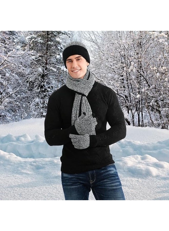 Bukela Winter Beanie Hat Scarf Gloves Set for Men and Women, 3 PCS Warm Beanie Long Scarf Fleece Lined Touchscreen Gloves for Cold Weather - Image 5