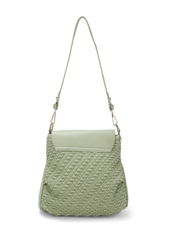 Mochi Stylish Faux Green Sling with Applique branding and Magnet flap closure Closure, Premium Branded lining, Perfect for Casual Use(66-506) - Image 5