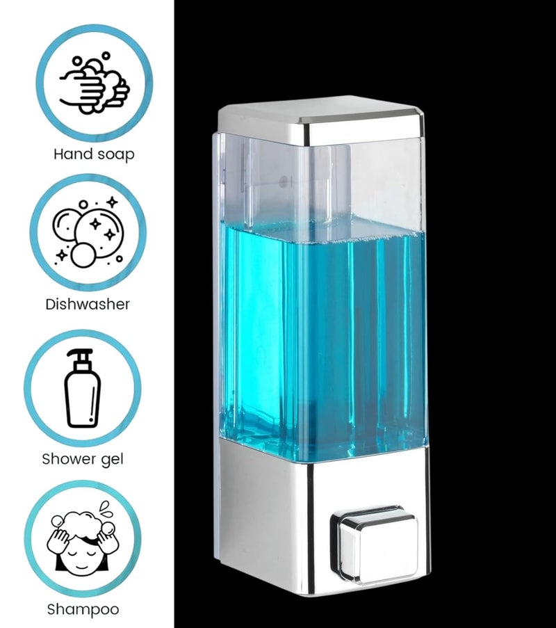 SNITCH ABS Wall Mounted Liquid Soap Dispenser Shampoo Sanitizer Gel Dispenser for Bathroom 350ml Silver - Image 3
