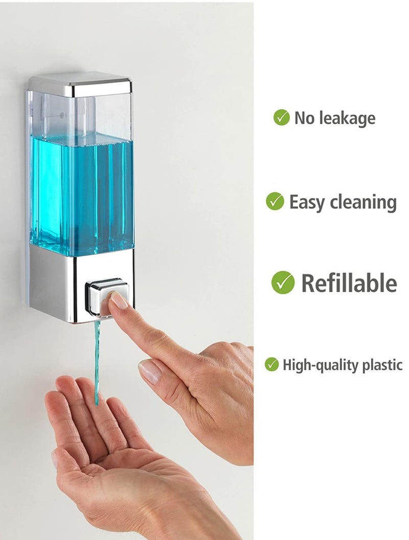 SNITCH ABS Wall Mounted Liquid Soap Dispenser Shampoo Sanitizer Gel Dispenser for Bathroom 350ml Silver - Image 5