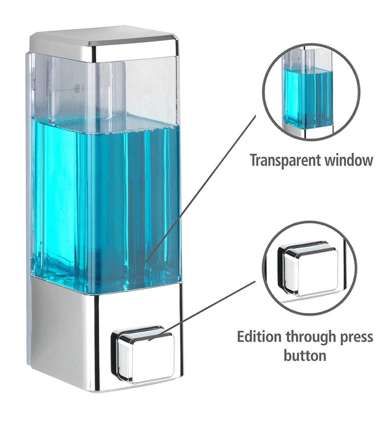 SNITCH ABS Wall Mounted Liquid Soap Dispenser Shampoo Sanitizer Gel Dispenser for Bathroom 350ml Silver - Image 4
