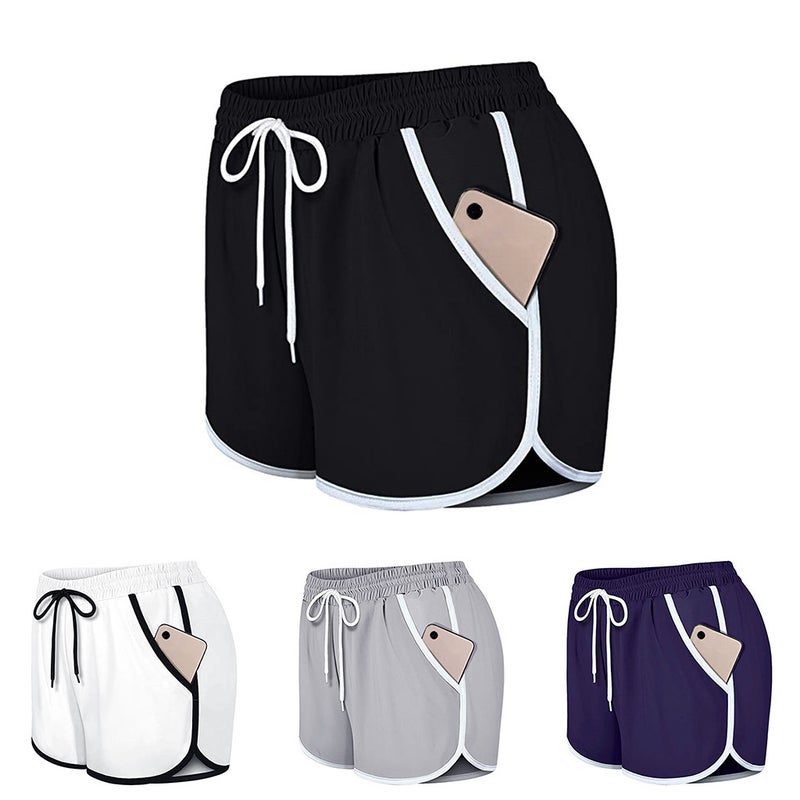 Womens Casual Shorts Pocket For Sports Fitness Running Yoga Tennis Available In Stock Waistband Grey  - Image 4