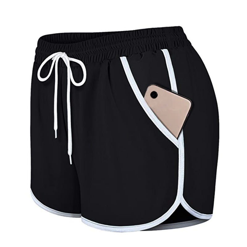 Womens Casual Shorts Pocket For Sports Fitness Running Yoga Tennis Available In Stock Waistband Grey  - Image 3