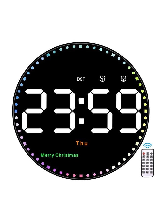 SZELAM Digital Wall Clock10" Digital Clock Large Display With Remote Controladjustable Brightness Calendar Temperature 12 24 H For Living Room Office Bedroom Elderly Adults  - Image 1