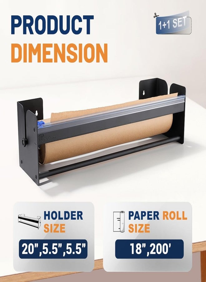 PH PERKHOMY Perkhomy 18 Inch Paper Roll Dispenser and Cutter - Heavy-Duty Wall Mountable, Non Slip Tabletop - Kraft, Freezer, Butcher Paper - Up to 300ft Rolls (Black, 18 Inch) - Image 2