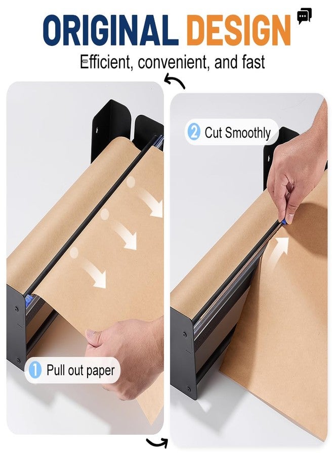 PH PERKHOMY Perkhomy 18 Inch Paper Roll Dispenser and Cutter - Heavy-Duty Wall Mountable, Non Slip Tabletop - Kraft, Freezer, Butcher Paper - Up to 300ft Rolls (Black, 18 Inch) - Image 3