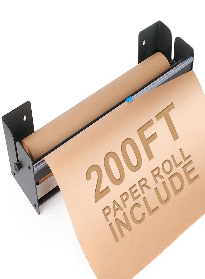 PH PERKHOMY Perkhomy 18 Inch Paper Roll Dispenser and Cutter - Heavy-Duty Wall Mountable, Non Slip Tabletop - Kraft, Freezer, Butcher Paper - Up to 300ft Rolls (Black, 18 Inch) - Image 1