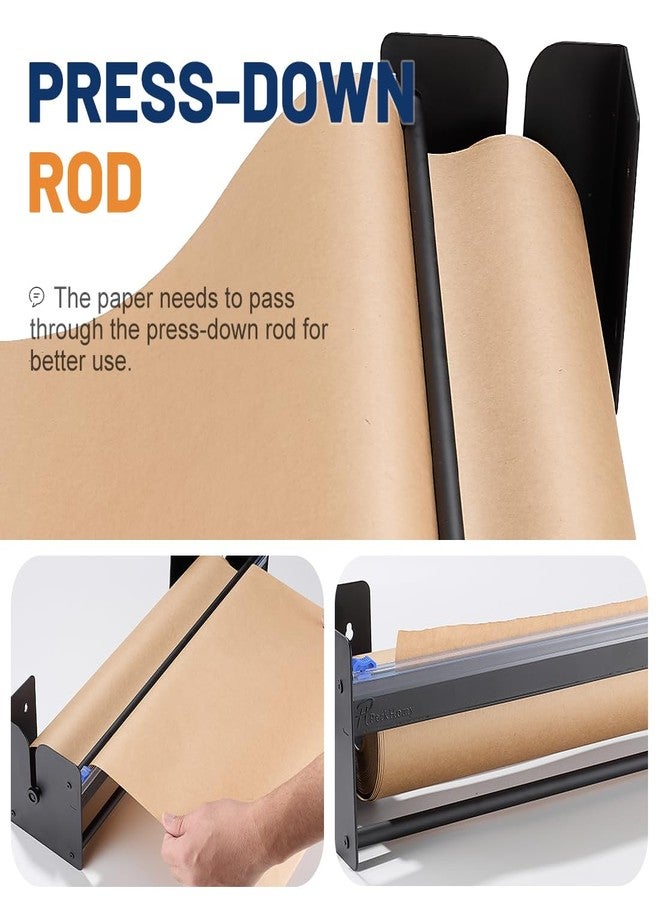 PH PERKHOMY Perkhomy 18 Inch Paper Roll Dispenser and Cutter - Heavy-Duty Wall Mountable, Non Slip Tabletop - Kraft, Freezer, Butcher Paper - Up to 300ft Rolls (Black, 18 Inch) - Image 4