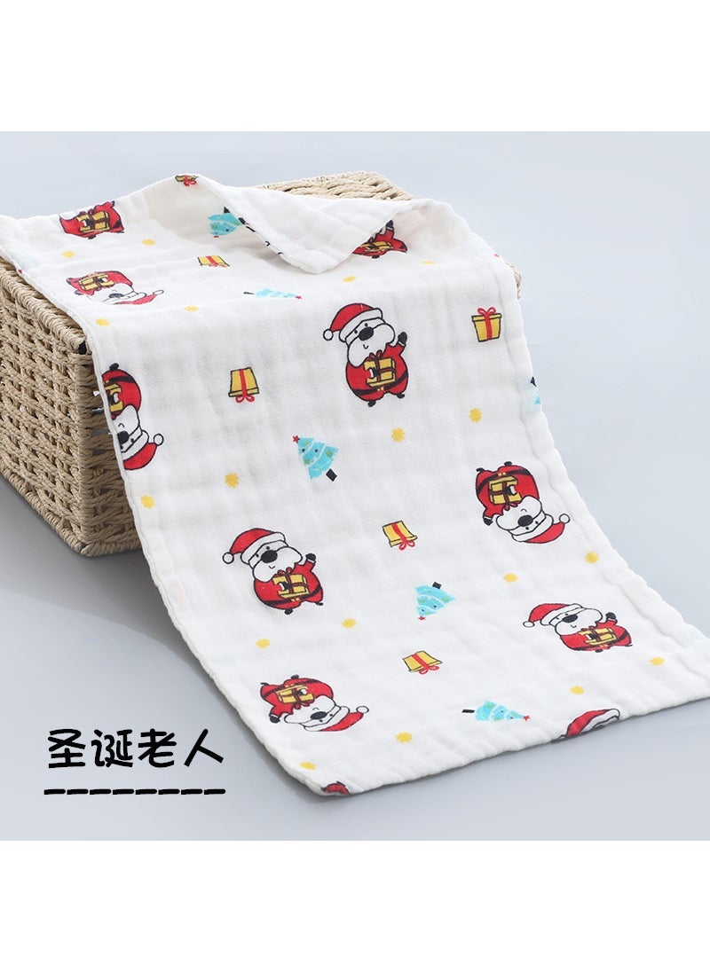 Generic Six layers of 25*50cm gauze childrens towel cotton yarn baby towel newborn baby wash towel stall supply Santa Claus 