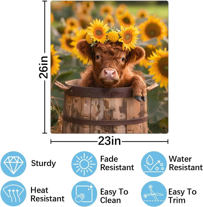 cfpolar Dishwasher Magnet Cover Highland Cattle Sunflower Dishwasher Magnets Decorative Cover Reusable Magnetic Sticker Panel Decal Refrigerator Kitchen Appliance Decor Front Dishwashers Covers 23" x 26" - Image 2