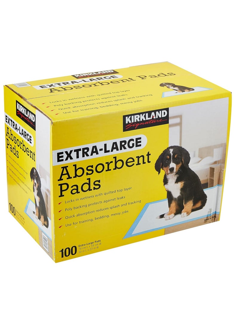 Kirkland Signature Absorbent Pads, White, KS ABSORBENT PADS, Extra Large Absorbent Pads, 100 Count | All Life Stages | For Babies | For Pets | For Adults With Incontinence  - Image 1