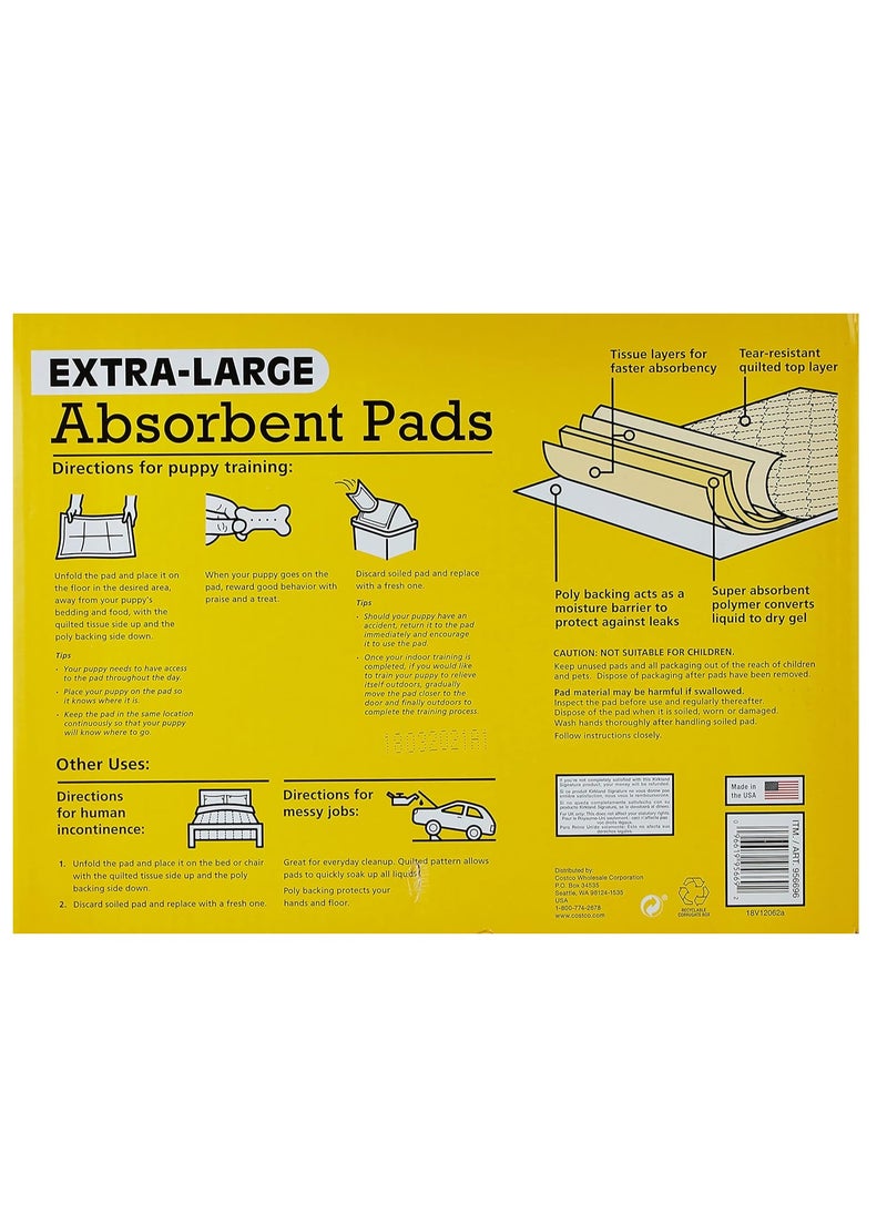 Kirkland Signature Absorbent Pads, White, KS ABSORBENT PADS, Extra Large Absorbent Pads, 100 Count | All Life Stages | For Babies | For Pets | For Adults With Incontinence  - Image 3