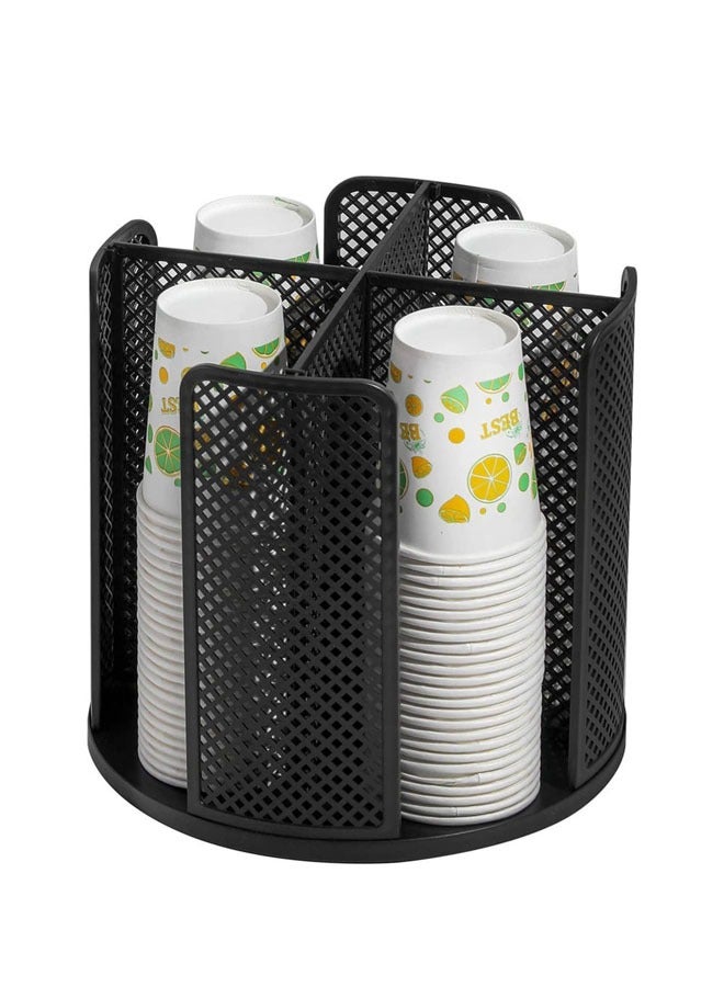 Hanayo Paper Cup Holder Disposable Cup Holder with 4 Compartments 360 Rotation Coffee Cup Organizer  Plastic Holder Coffee Latte Cup Storage Dispenser Multiuse for Countertop Kitchen Cafe(Black) - Image 4