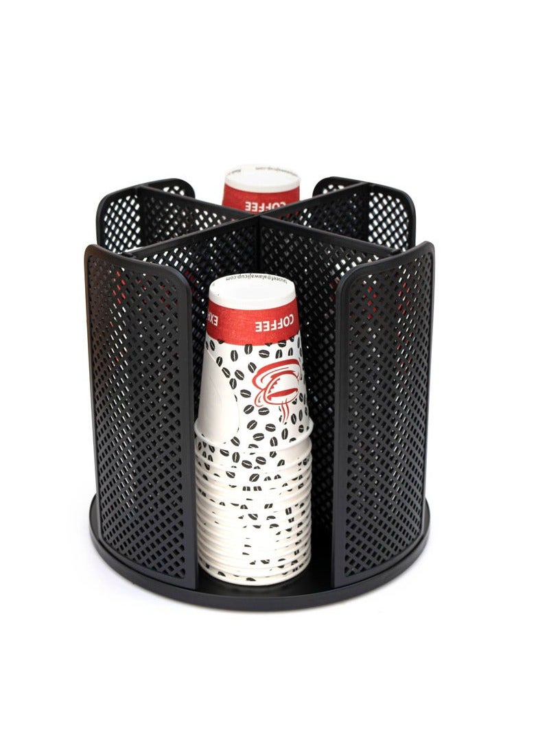 Hanayo Paper Cup Holder Disposable Cup Holder with 4 Compartments 360 Rotation Coffee Cup Organizer  Plastic Holder Coffee Latte Cup Storage Dispenser Multiuse for Countertop Kitchen Cafe(Black) - Image 5