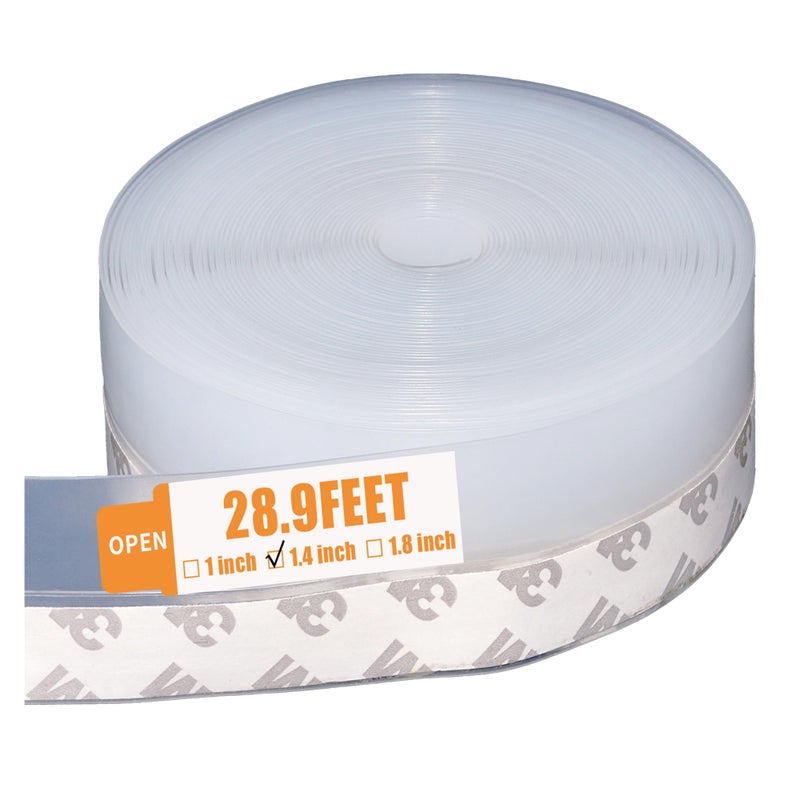 289 Ft Weather Stripping Door Seal Strip TapeSilicone Draft StopperSelf Adhesive Shower Door Bottom Seal Insulation Strip for Frame Windows and Glass Gaps Transparent 35mm