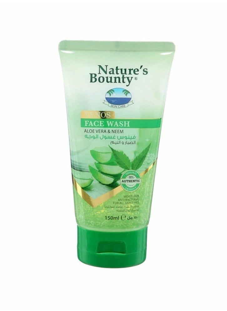 NATURE'S BOUNTY - Nature's Bounty Face Wash, Neem and Aloe Vera, 150 ml - Image 1