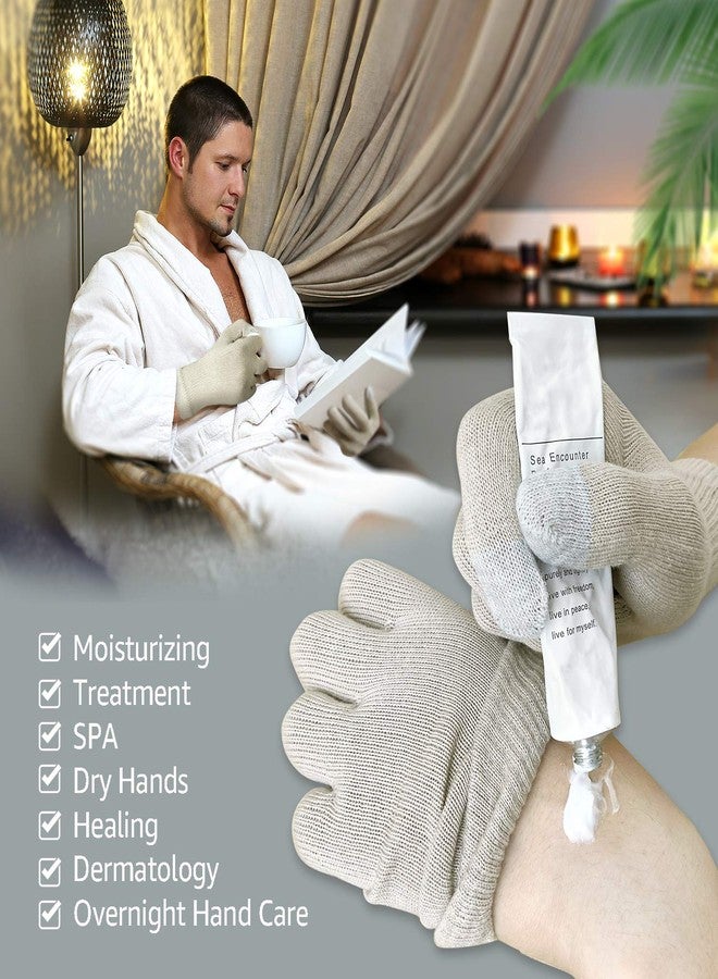 Evridwear Unisex Moisturizing Cotton Gloves with Touchscreen Fingertips for Eczema Beauty Cosmetic Dry Hands Sensitive Irritated Skin Therapy Overnight Bedtime, 6 Pairs, Lightweight-Beige, S/M - Image 4