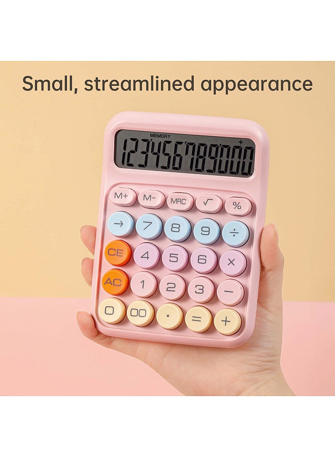 Generic Mechanical Calculator 12 Digit Large LCD Display Big Round Button Cute Candy Colored Calculator Suitable for Office School Home for Kids Students Accountant - Purple  - Image 4