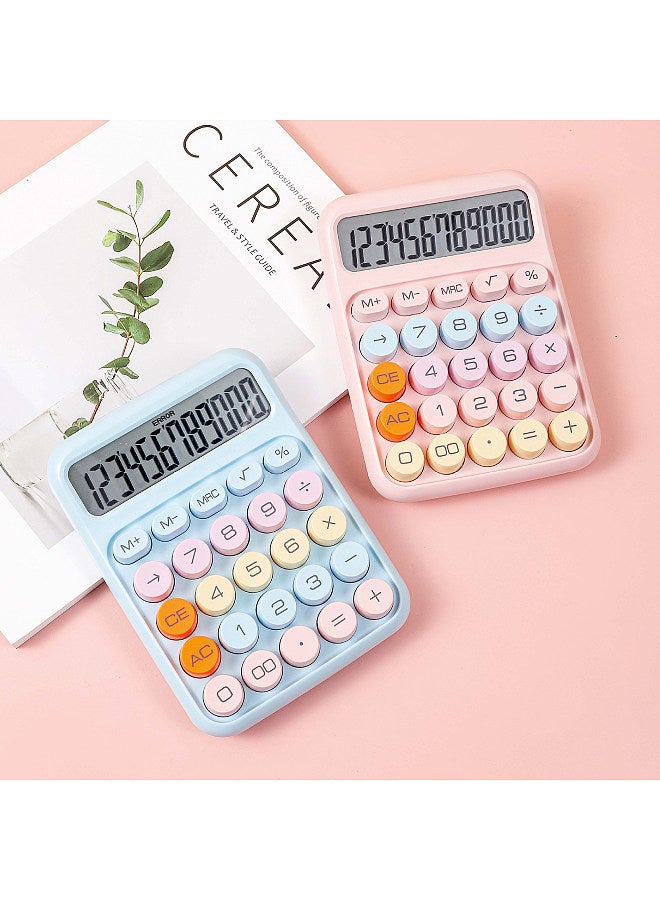 Generic Mechanical Calculator 12 Digit Large LCD Display Big Round Button Cute Candy Colored Calculator Suitable for Office School Home for Kids Students Accountant - Purple  - Image 5