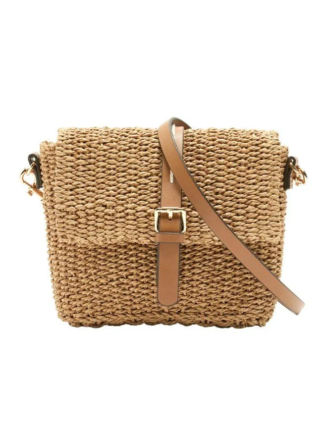 PARFOIS Straw-Effect Crossbody Bag With Flap