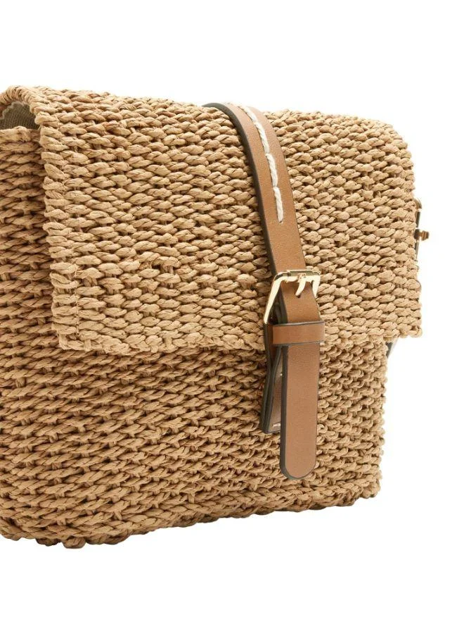 PARFOIS Straw-Effect Crossbody Bag With Flap