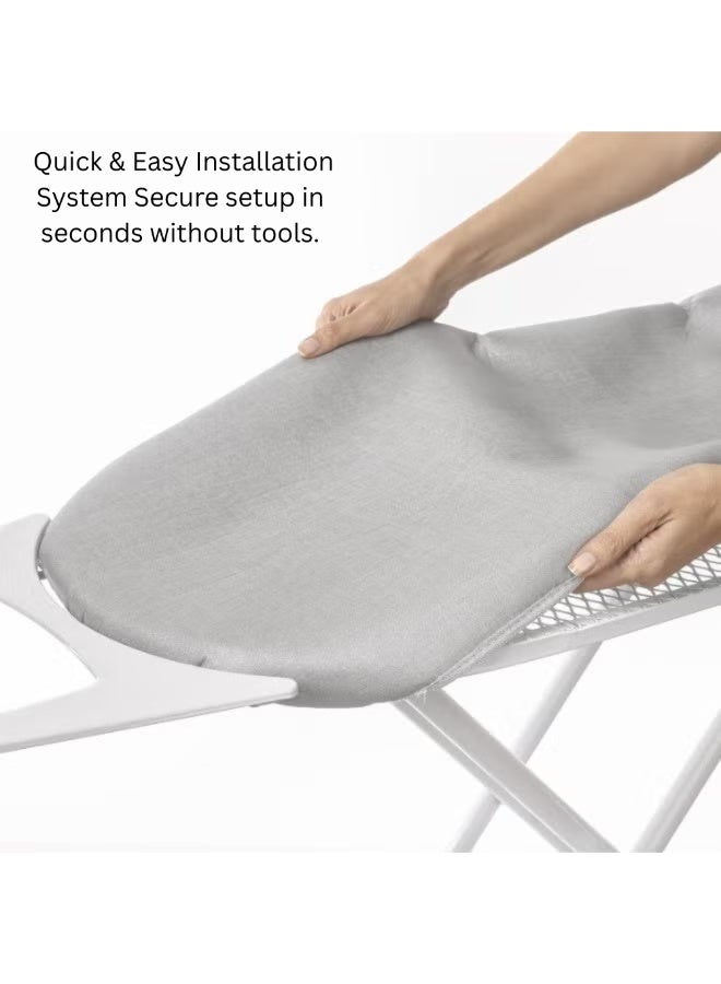 Rayen Small Ironing Board (Easy Assembly System) | Two Layers: Foam and 100% Cotton Fabric | Cover with Aluminum Coating, Basic Range, Light Gray, 115×38 cm - Image 3
