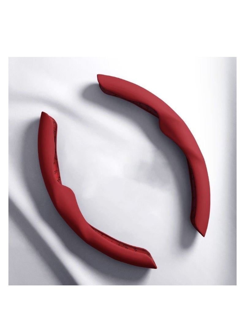 NOVOLAN NOVOLAN Car Steering Wheel Cover Skin-Friendly Liquid Hand Feeling 4 Seasons Universal Sweat-Absorbing Non-Slip Ultra-Thin Men & Women Car Handle Cover Concave & Convex Design Easy to Clean (red)  - Image 1