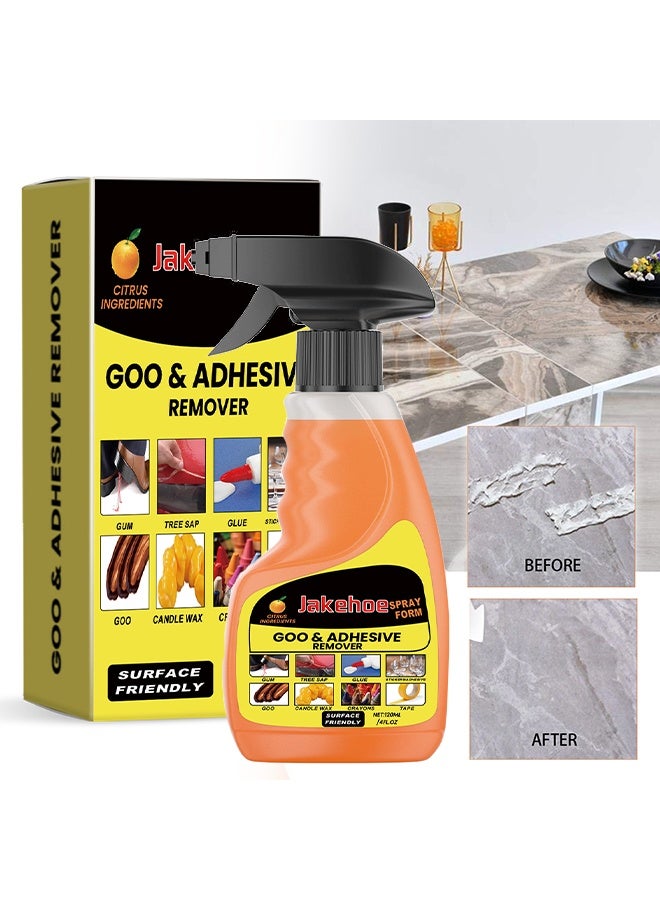 Jakehoe Goo & Adhesive Remover,Glue Remover Spray, Adhesive Remover for Cars, Glue Removal Liquid Tape Remover Sticker Lifter, Safe Adhesive Remover Multifunctional Glue Remover for Car Interiors Removes Residue Labels Decals 120ml - Image 1