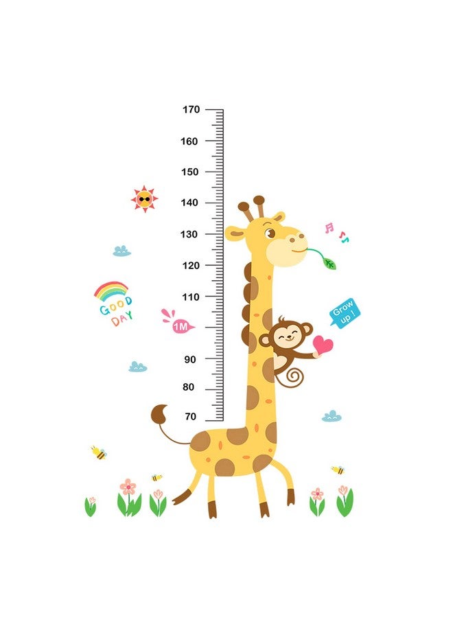 thovorrnl Baby Height Growth Chart Wall Sticker, Kids Measure Growth Wall Decals, Removable Wall Ruler for Boys Girls Baby Nursery Children Bedroom Living Room Wall Decor (Giraffe Monkey) - Image 1