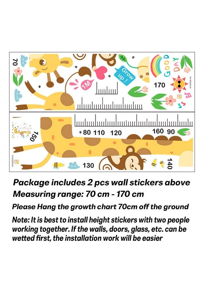 thovorrnl Baby Height Growth Chart Wall Sticker, Kids Measure Growth Wall Decals, Removable Wall Ruler for Boys Girls Baby Nursery Children Bedroom Living Room Wall Decor (Giraffe Monkey) - Image 3
