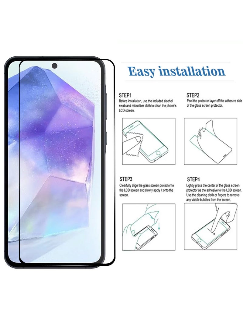 Generic - Samsung Galaxy A35 Screen Protector - Edge to Edge Tempered Glass Screen Protector Black, High Transparency, Delicate Touch, Anti-Explosion, Smooth Arc Edges, Easy Installation - Image 1