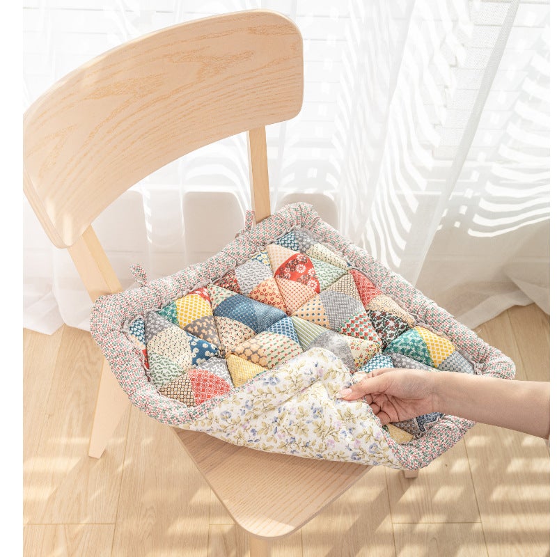 Korean-Style Cushions, Pure Cotton Thickeneded Quilted Chair Cushions, Universal for All Seasons, Office Student Butt Cushions, Non-Slip, Machine Washable(ZQ5299, 60*60cm) - Image 3