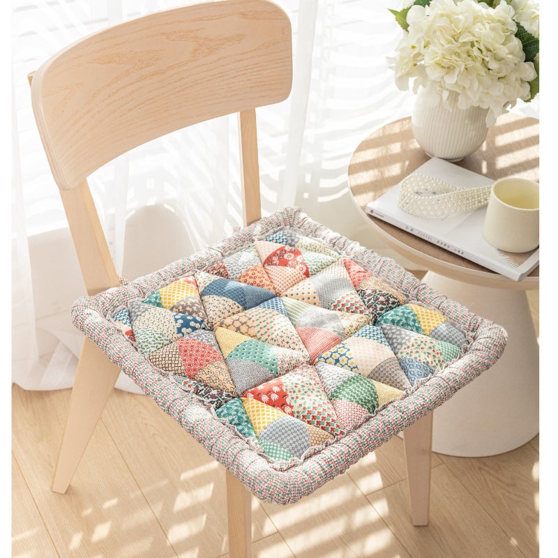 Korean-Style Cushions, Pure Cotton Thickeneded Quilted Chair Cushions, Universal for All Seasons, Office Student Butt Cushions, Non-Slip, Machine Washable(ZQ5299, 60*60cm) - Image 2