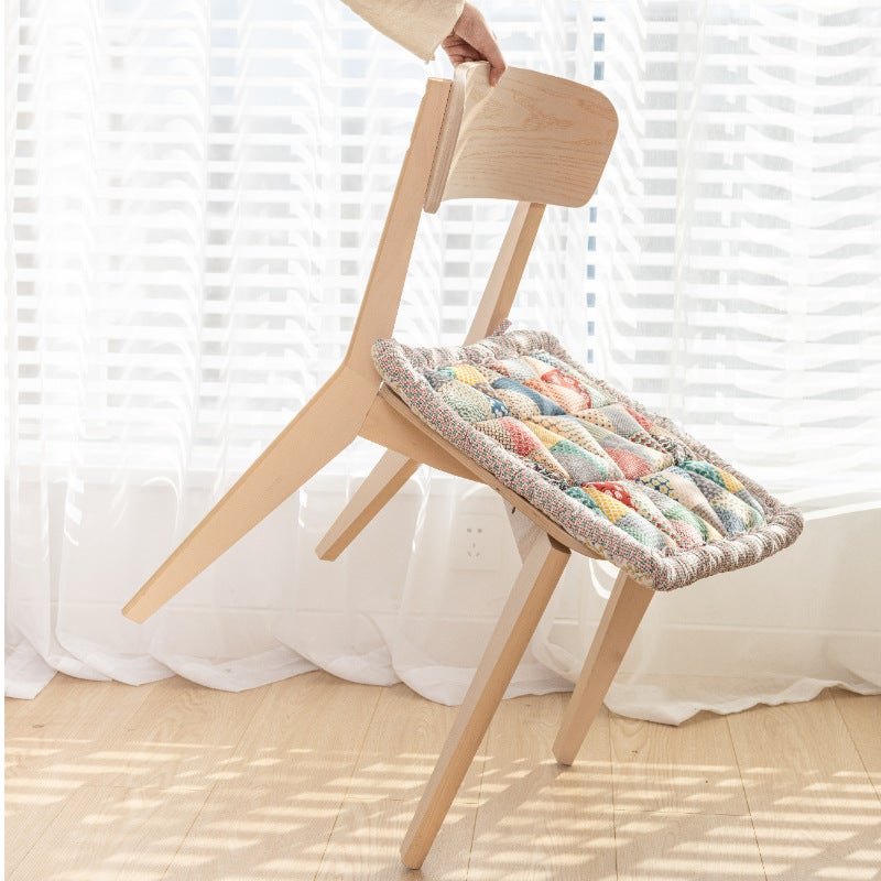Korean-Style Cushions, Pure Cotton Thickeneded Quilted Chair Cushions, Universal for All Seasons, Office Student Butt Cushions, Non-Slip, Machine Washable(ZQ5299, 60*60cm) - Image 4
