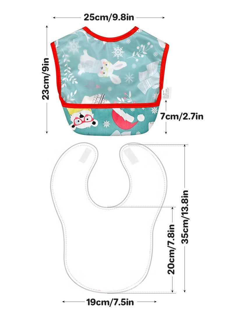 URbazaar 4Pcs Baby Feeding Bibs with Crumb Catcher Pocket Adjustable Waterproof Sleeveless Teething Bib Set Toddler Infant Keepsake Gift for Baby Shower, 6-24 Months - Image 2
