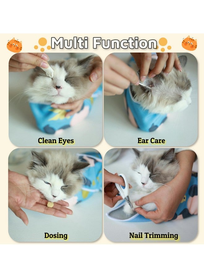Generic Cat Wrap for Grooming-Premium Cat Grooming Wrap Cat Restraint for Nail Clipping, Self-Adherent Soft Cat Blanket to Wrap Cat Anti-Scratch Anti-Escape Grooming Bag (Blue, L(Within 9lbs))  - Image 2