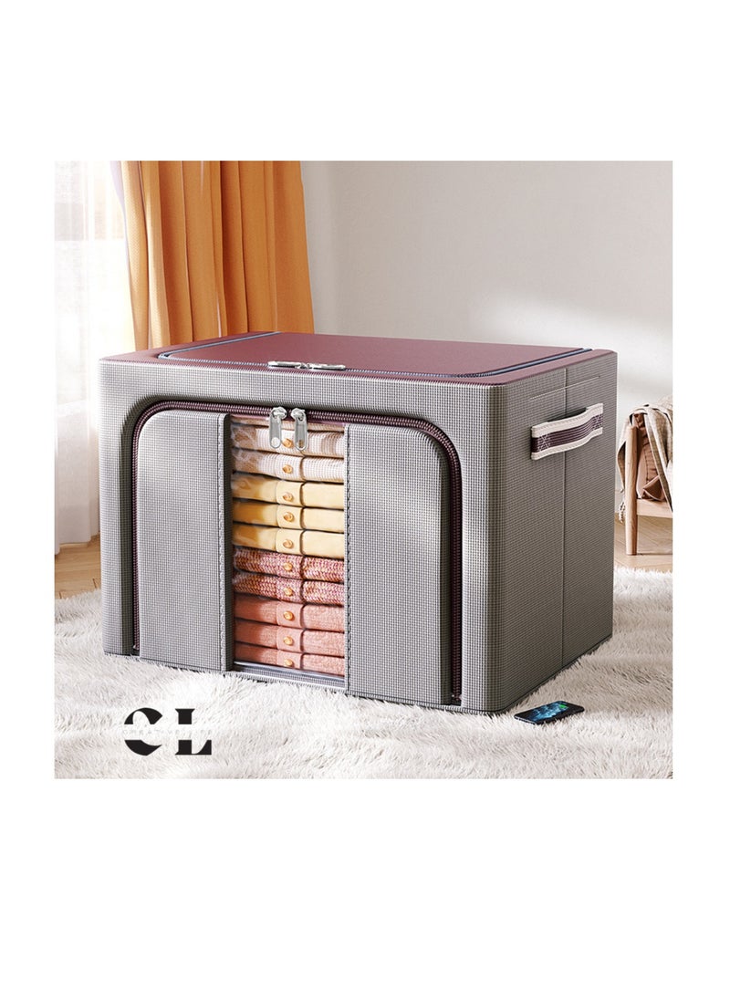 CREATIVE LIFE - Storage Bins with Metal Frame - Stackable & Foldable Clothes Organizer Bags - Oxford Fabric Storage Containers with Large Clear Window & Carry Handles, Bedroom Organization for Bedding & Linen - Image 1