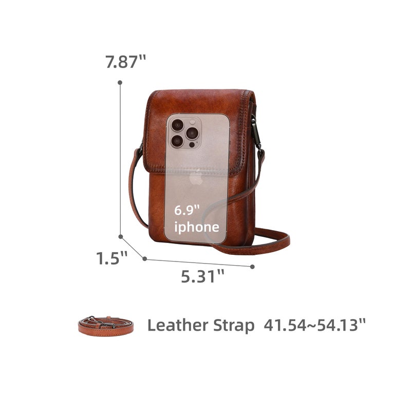 Iswee Brown Purse Leather Crossbody Bags for Women Anti-Theft Cell Phone Purse with Crossbody Strap Womenâ€™s Shoulder Bag(Brown) - Image 4