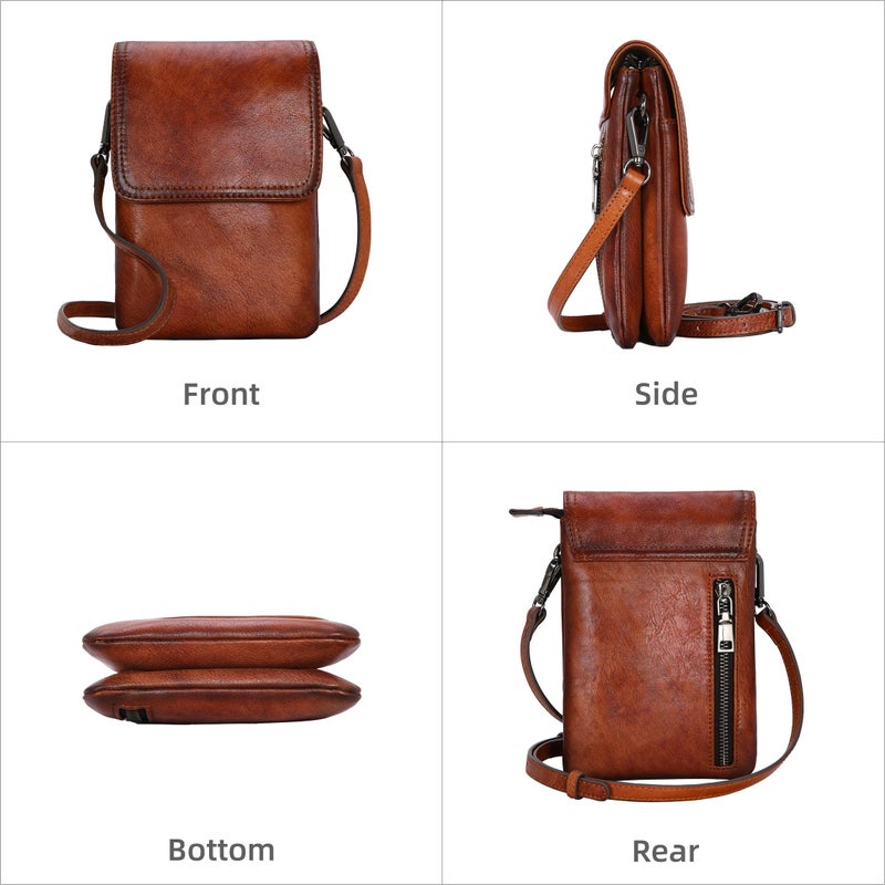 Iswee Brown Purse Leather Crossbody Bags for Women Anti-Theft Cell Phone Purse with Crossbody Strap Womenâ€™s Shoulder Bag(Brown) - Image 5