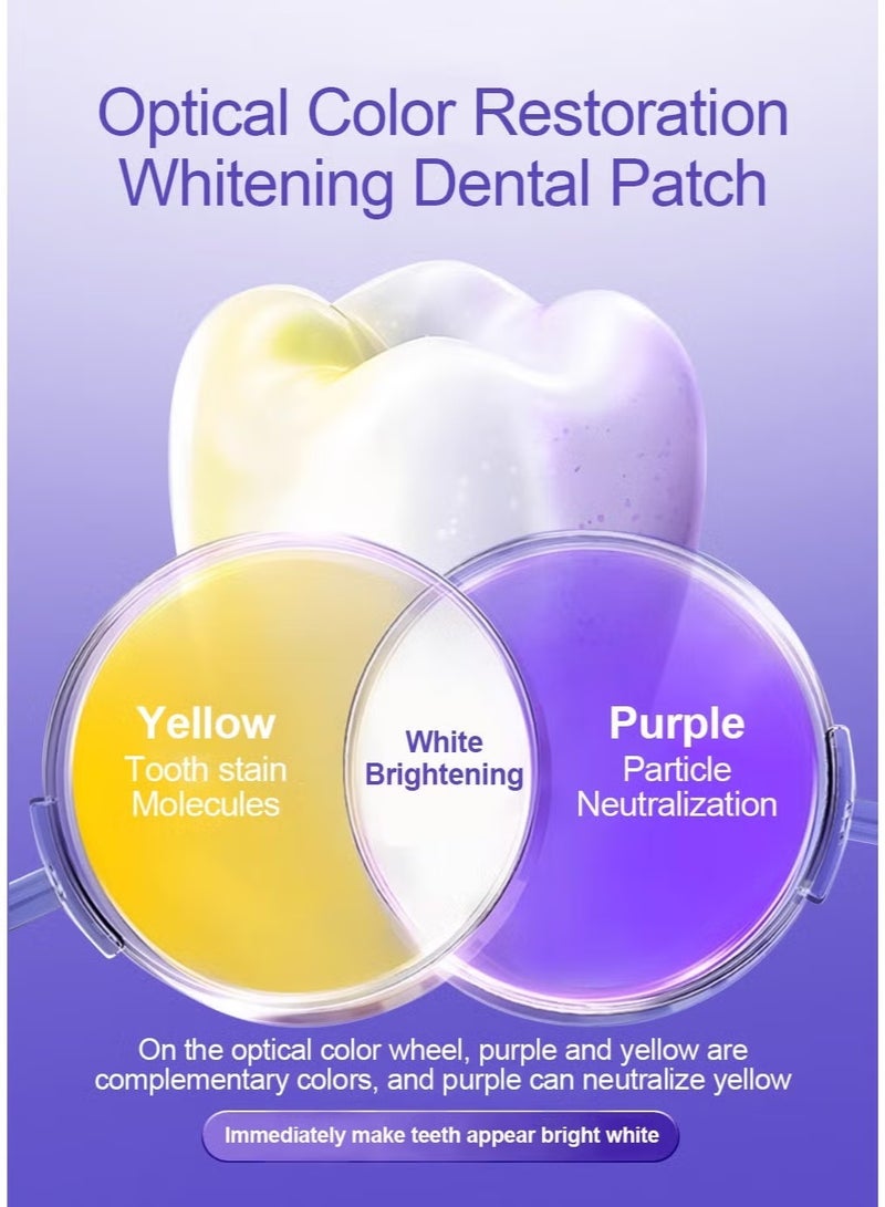 JUE-FISH Purple Instant Teeth Whitening Strips V34 Color Correcting – 14 Strips Enamel Safe – Fast Yellow Stain Removal – Removes Coffee, Tea & Smoking Stains – Dental Whitening Kit for Home Use - Image 3