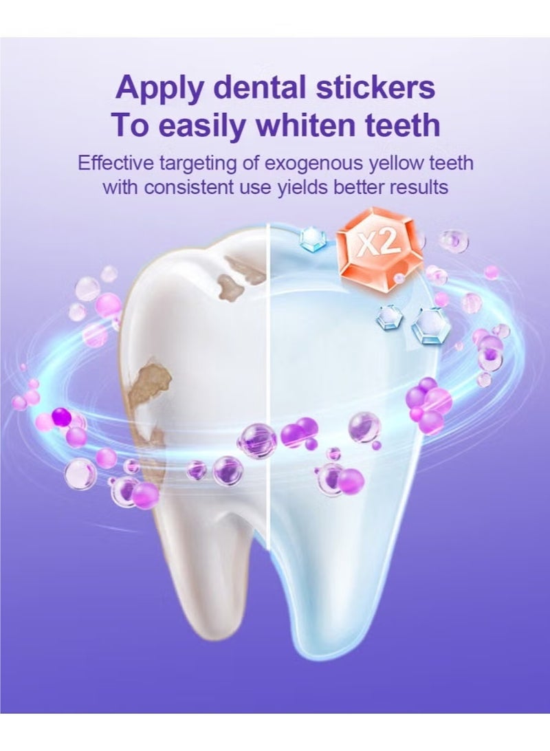 JUE-FISH Purple Instant Teeth Whitening Strips V34 Color Correcting – 14 Strips Enamel Safe – Fast Yellow Stain Removal – Removes Coffee, Tea & Smoking Stains – Dental Whitening Kit for Home Use - Image 2