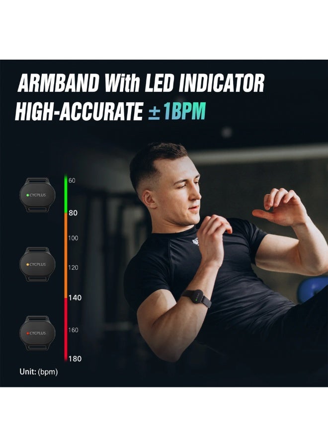 CYCPLUS H1 Heart Rate Monitor Armband – Bluetooth 5.1 & ANT+ HRM with LED Zone Indicator, ±1BPM Accuracy, IP67 Waterproof, Magnetic Charging, Compatible with Garmin, Wahoo, Zwift, Smartphones & Fitness Equipment - Image 5