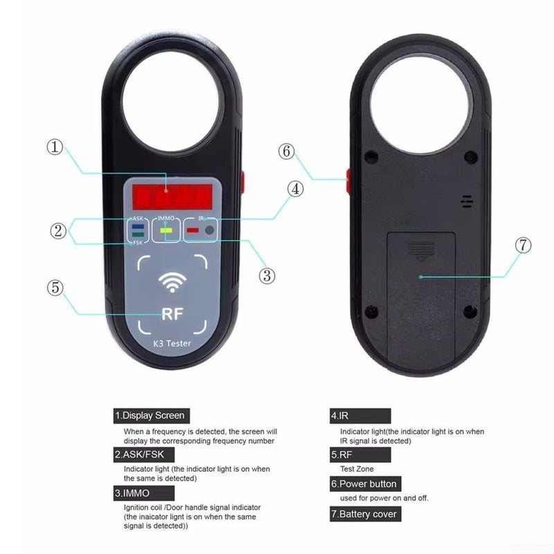 K3 Automotive Key Signal Tester 100 999MHz With LCD Display For Clear Frequency Readings XDRT20 V2 - Image 5