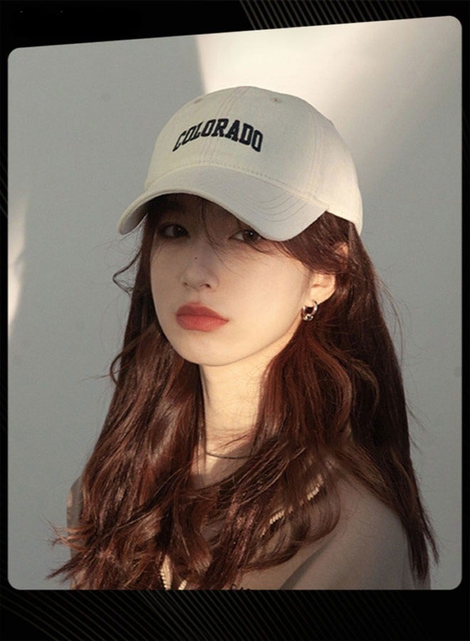 Joychic قبعة بيسبول نسائية متعددة الاستخدامات من النسخة الكورية قابلة للتنفس ربيعية صيفية خريفية قابلة للتعديل لحماية من الشمس ذات حافة مناسبة للرياضات الخارجية اليومية بيضاء - Image 1