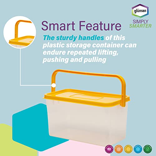 Gluman Polypropylene Pick N Carry Multipurpose Storage Box With Lid (3.3 Litre) | Dishwasher Safe | Freezer Safe | 100% Food Grade | Recyclable (Yellow) - Image 5