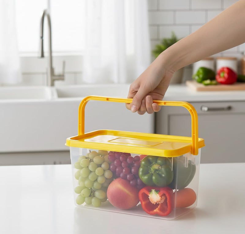 Gluman Polypropylene Pick N Carry Multipurpose Storage Box With Lid (3.3 Litre) | Dishwasher Safe | Freezer Safe | 100% Food Grade | Recyclable (Yellow) - Image 4