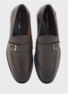 Robert Wood Buckle Detail Formal Slip Ons  - Image 4