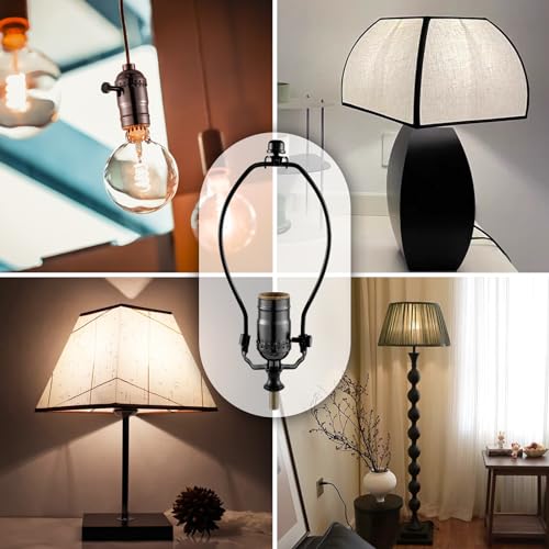 EMNOOTI Lamp Making Kit,Make a Lamp or Repair Kit,3-Way Lamp Socket with Matching Cord Lamp Harp Set,Lamp Wiring Kit for Table Floor Lamp,Essential Hardware for DIY Lamp Design or Repair (Black, 1) - Image 5