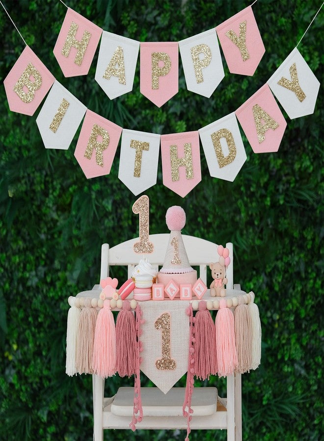 DCJHFJ Pink Happy Birthday Banner - Image 1