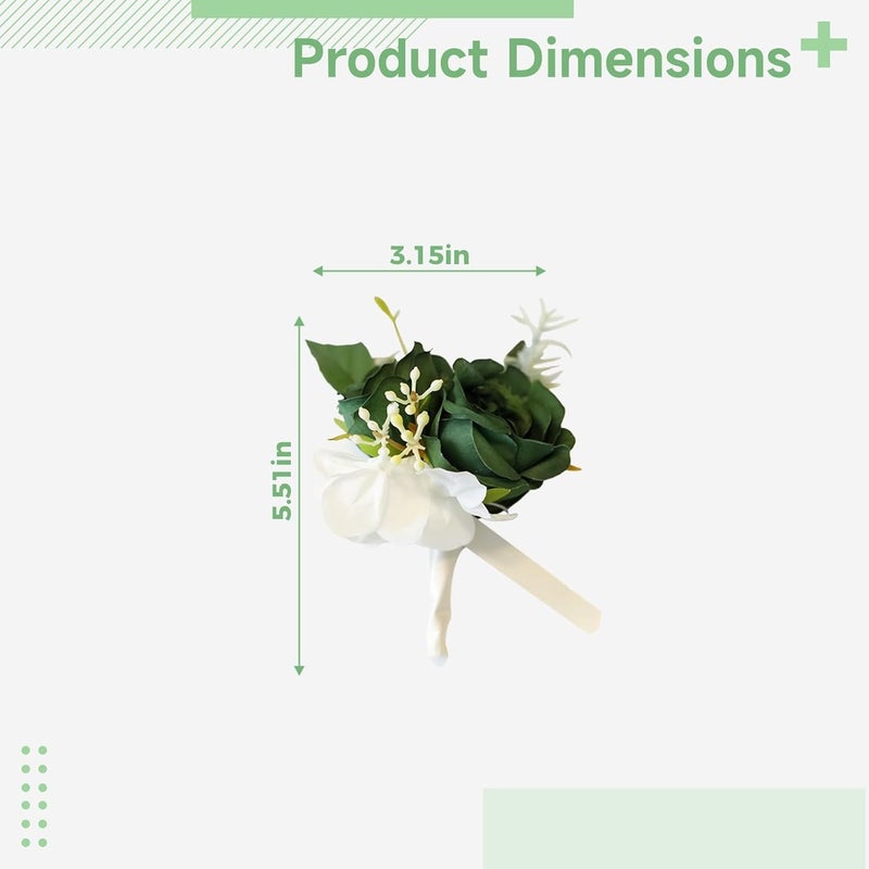 Wedding And Prom Corsage Wrist Corsage Set, Design Elegant Green, Ribbon Satin, Perfect For Proms And Weddings - Image 2